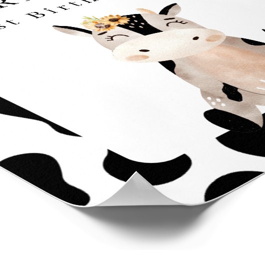 Koe Zonnebloem Welkomstteken Poster (Hoek)