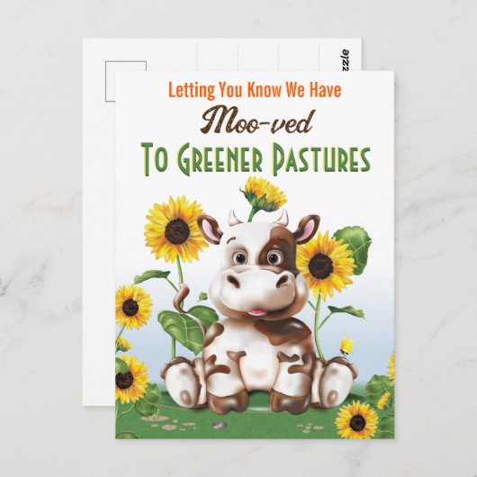 Koe Zonnebloem Wijziging adres Briefkaart (Voorkant / Achterkant)