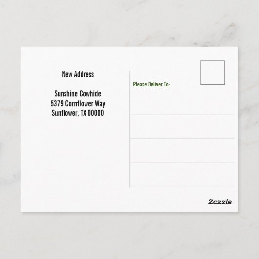 Koe Zonnebloem Wijziging adres Briefkaart (Achterkant)