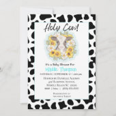 Koe Zonnebloemen Boerderij Baby shower Uitnodiging (Voorkant)