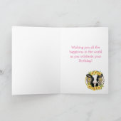Koe Zonnebloemen Happy Birthday kaart (Binnen)