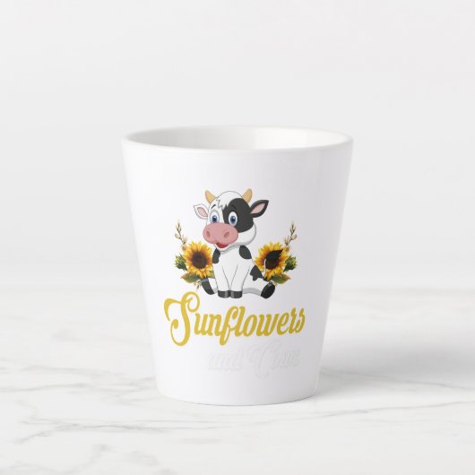 Koe zonnebloemen latte mok (Voorkant)