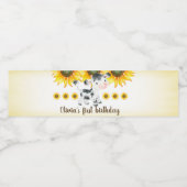 Koe & zonnebloemen meisje verjaart etiket waterfle (Enkel label)