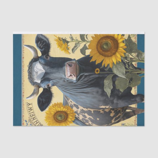 Koe zonnebloemen tissuepapier (Voorkant)