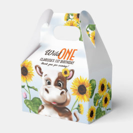 Koe Zonnebloemmeisje Eerste verjaardag Bedankdoosjes
