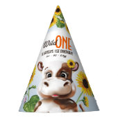 Koe Zonnebloemmeisje Eerste verjaardag Feesthoedjes (Voorkant)