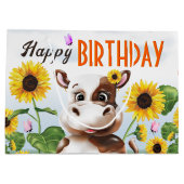 Koe Zonnebloemmeisje Eerste verjaardag Groot Cadeauzakje (Achterkant)