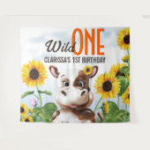 Koe Zonnebloemmeisje Eerste verjaardag Wandkleed (Voorkant (horizontaal))