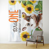 Koe Zonnebloemmeisje Eerste verjaardag Wandkleed (In situ)