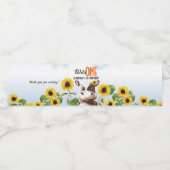 Koe Zonnebloemmeisje Eerste verjaardag Waterfles Etiket (Enkel label)