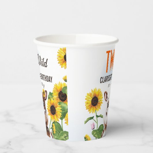 Koe Zonnebloemmeisje Tweede verjaardag Papieren Bekers (Links)