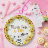 Koe zonnebloemmeisje verjaardag aangepast bord (Feest)