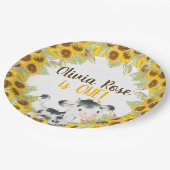 Koe zonnebloemmeisje verjaardag aangepast bord (Gekanteld)