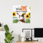 Koe Zonnekleur Meisje Eerste Verjaardag Poster (Thuiskantoor)