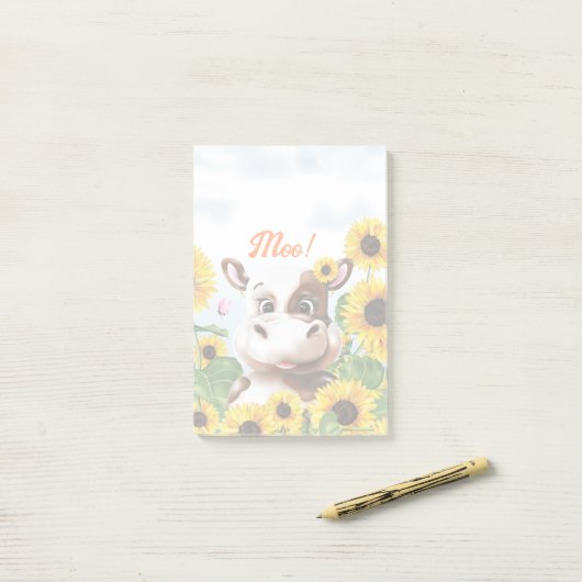 Koe Zonnekruid Boerderij Post-it® Notes (Op bureau)