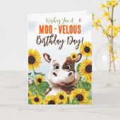Koe Zonneschijn Grappige Verjaardag Kaart (Gele Bloem)