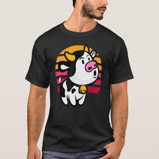 Koe Zonsondergang Retro Koe T-shirt (Voorkant)