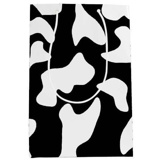 Koe zwart afdrukken wit medium cadeauzakje (Voorkant)