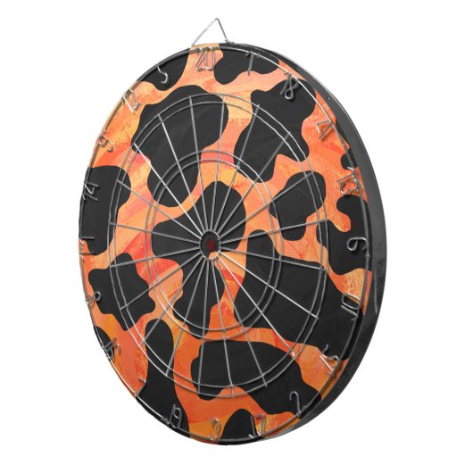 Koe, zwart en Oranje afdrukken Dartbord (Voorkant Rechts)