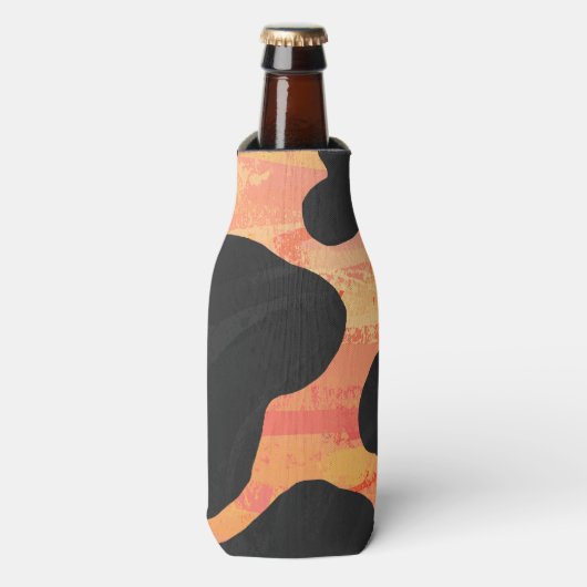 Koe, zwart en Oranje afdrukken Flesjeskoeler (Fles Voorkant)