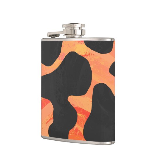 Koe, zwart en Oranje afdrukken Heupfles (Links)