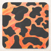 Koe, zwart en Oranje afdrukken Kartonnen Onderzetters (Voorkant)