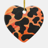 Koe, zwart en Oranje afdrukken Keramisch Ornament (Voorkant)