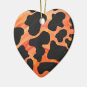 Koe, zwart en Oranje afdrukken Keramisch Ornament (Links)