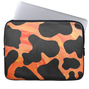 Koe, zwart en Oranje afdrukken Laptop Sleeve