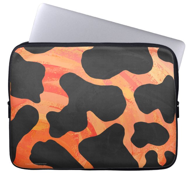 Koe, zwart en Oranje afdrukken Laptop Sleeve (Voorkant)