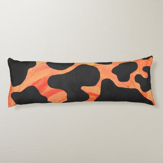 Koe, zwart en Oranje afdrukken Lichaamskussen (Achterkant)