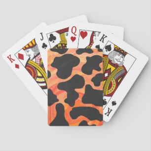 Koe, zwart en Oranje afdrukken Pokerkaarten