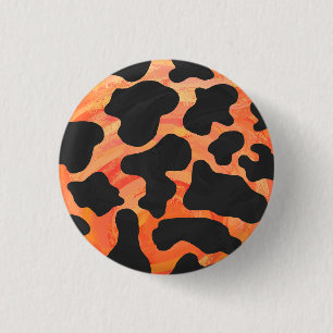 Koe, zwart en Oranje afdrukken Ronde Button 3,2 Cm