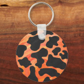 Koe, zwart en Oranje afdrukken Sleutelhanger (Voorkant)