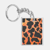 Koe, zwart en Oranje afdrukken Sleutelhanger (Voorkant Links)