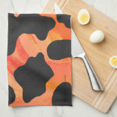 Koe, zwart en Oranje afdrukken Theedoek (Quarter Fold)