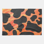 Koe, zwart en Oranje afdrukken Theedoek (Horizontaal)