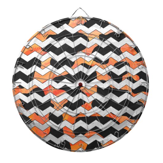 Koe, zwart en Oranje, Chevron Print Dartbord (Voorkant)