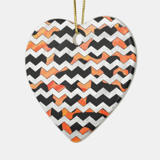 Koe, zwart en Oranje, Chevron Print Keramisch Ornament (Links)