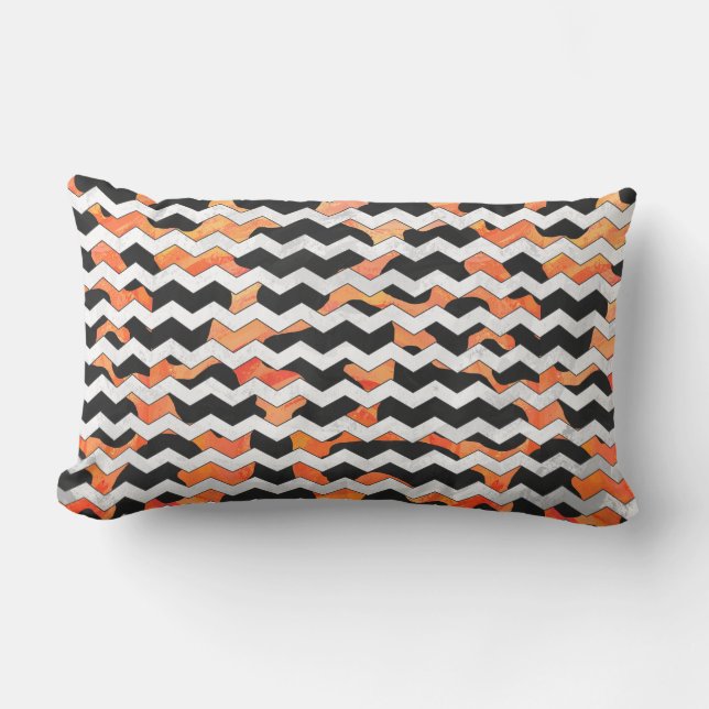 Koe, zwart en Oranje, Chevron Print Kussen (Voorkant)