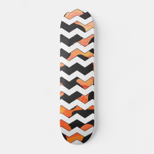 Koe, zwart en Oranje, Chevron Print Persoonlijk Skateboard (Voorkant)