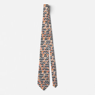 Koe, zwart en Oranje, Chevron Print Stropdas