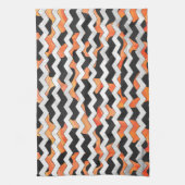 Koe, zwart en Oranje, Chevron Print Theedoek (Verticaal)