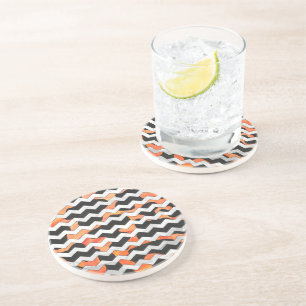 Koe, zwart en Oranje, Chevron Print Zandsteen Onderzetter
