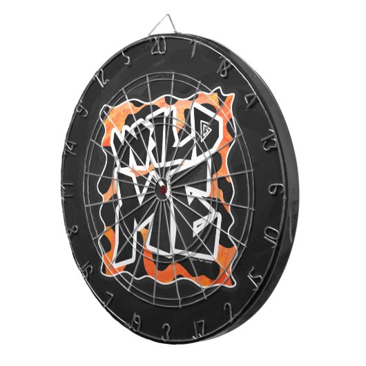 Koe Zwart en Oranje Wild mij Dartbord (Voorkant Rechts)