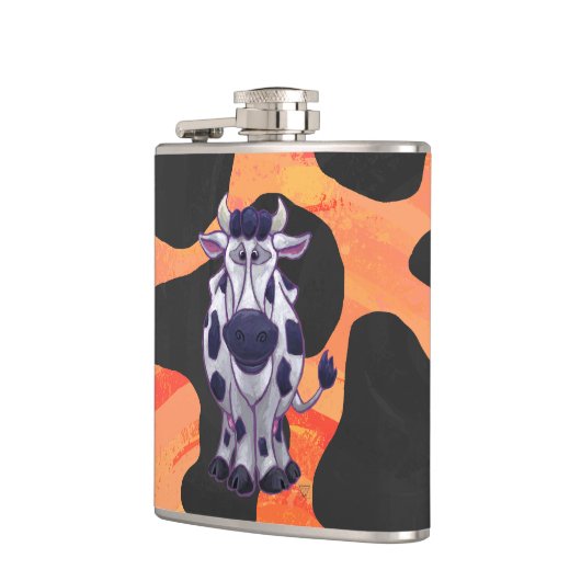 Koe Zwart en Oranje Wild mij Heupfles (Links)