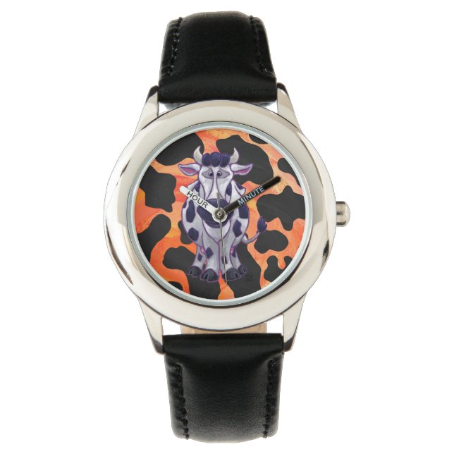 Koe Zwart en Oranje Wild mij Horloge (Voorkant)