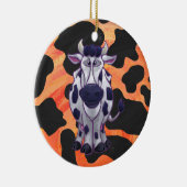 Koe Zwart en Oranje Wild mij Keramisch Ornament (Rechts)