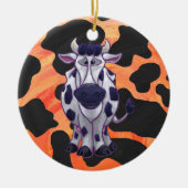 Koe Zwart en Oranje Wild mij Keramisch Ornament (Voorkant)