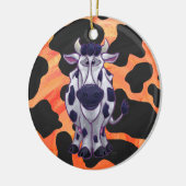 Koe Zwart en Oranje Wild mij Keramisch Ornament (Links)